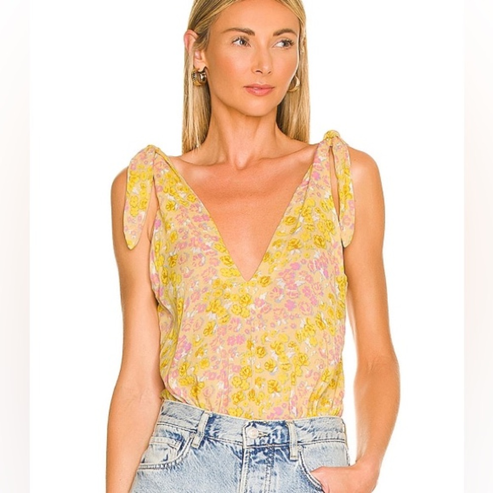 Free People Bare it all bodysuit in sunshine combo